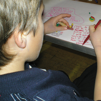 Photo of a child writing down fears